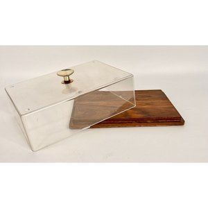 Vintage Danish Modern Wood Cheese Board With Lid Denmark MCM